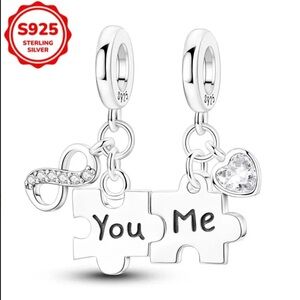 925 Puzzle Pieces You & Me Jewelry Charms-NEW